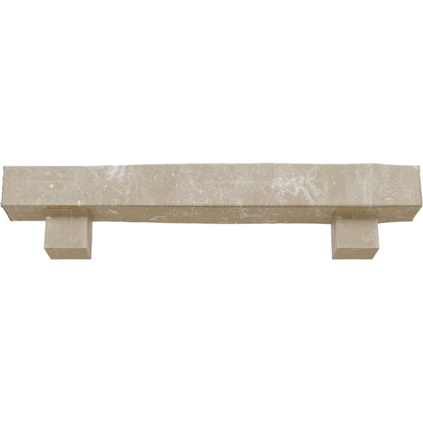 Kit W/ Alamo Corbels, White Washed, 6H  X 6D X 60W Knotty Pine Faux Wood Fireplace ManteL